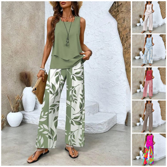 💐 PROMO EXCEPTIONNELLE -50% ! Ensemble 2 Pièces Imprimé Tendance – Tissu Fluide, Coupe Élégante ✨🌿 【Offre Limitée】