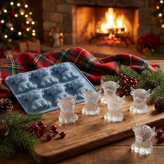 Moule à glaçons Highland Cow - Adorable bac en silicone 3D pour boissons et fêtes