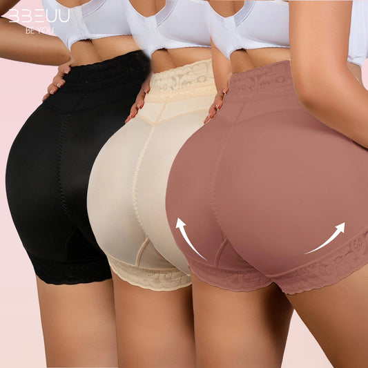 Lot 3 culottes gainantes taille haute BBEUU - Bande antidérapante silicone, extensibles, respirantes, sans coutures, affinent ventre et fesses. Modèle basique, plusieurs couleurs.