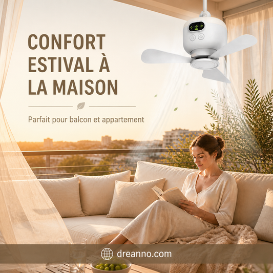 Ventilateur de Plafond Rechargeable avec Éclairage LED