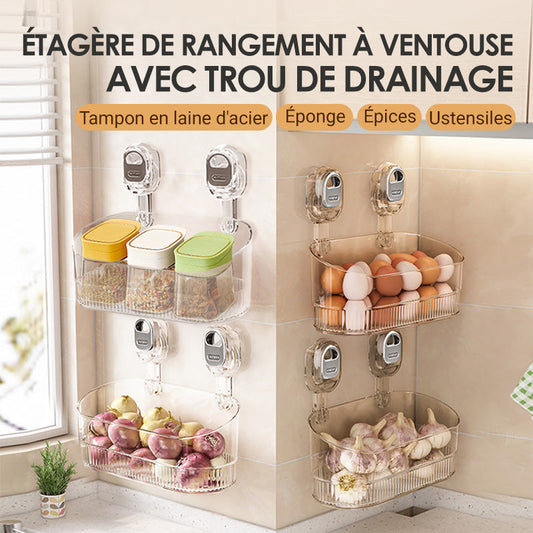 🔥Nouvelle mise à niveau 🍃Support de rangement à ventouse avec trou de drainage📢📢5 dernières heures : Grande vente⏰⏰