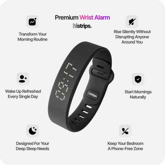 ⌚ Réveil vibrant silencieux DREANNO® - Dispositif de réveil à porter au poignet pour les gros dormeurs, évite de déranger votre partenaire, 2 niveaux d'intensité, jusqu'à 10 alarmes, batterie rechargeable de plus de 40 jours