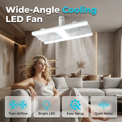 📢📢40 % DE RÉDUCTION !! ⏰Ventilateur de plafond à double tête avec lumière LED – design moderne avec télécommande pour salon et chambre