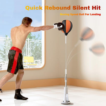 Punching-Ball sur Pied– Hauteur Réglable pour Adolescents et Adultes – Rebond à 360° pour Soulagement du Stress et Fitness – Idéal pour une Utilisation à la Maison dans les Chambres, Salons et Jardins