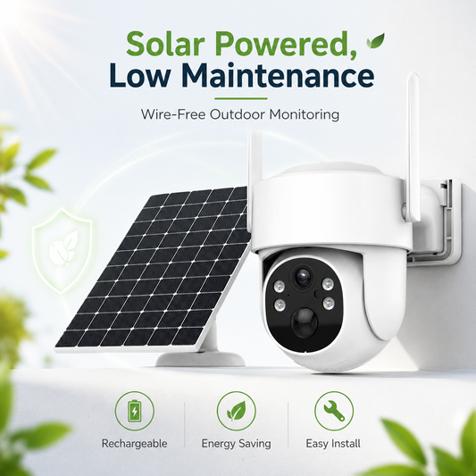Caméra de sécurité Wi-Fi à 360° alimentée par énergie solaire