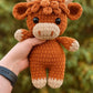 🎅Soldes de Noël 50 % DE RÉDUCTION !!🎄🔥Modèle de crochet Amigurumi vache des Highlands🐮- Kit DIY et peluche fini
