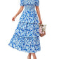 ⏰Soldes d'été : 70 % de réduction💃Robe à volants smockée à manches courtes et col carré, imprimé floral, pour femme