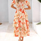 ⏰Soldes d'été : 70 % de réduction💃Robe à volants smockée à manches courtes et col carré, imprimé floral, pour femme