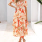 ⏰Soldes d'été : 70 % de réduction💃Robe à volants smockée à manches courtes et col carré, imprimé floral, pour femme