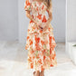 ⏰Soldes d'été : 70 % de réduction💃Robe à volants smockée à manches courtes et col carré, imprimé floral, pour femme