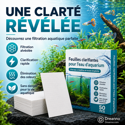 🐠 1 acheté, 1 offert ! ✨ FEUILLES CLARIFIANTES POUR AQUARIUM - Une eau cristalline en 24 heures, élimine les odeurs et les impuretés, sans danger pour tous les poissons et toutes les plantes 🌿🔮