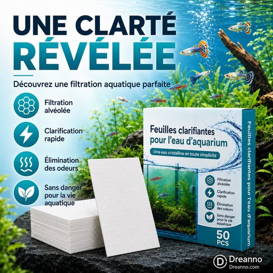 🐠 1 acheté, 1 offert ! ✨ FEUILLES CLARIFIANTES POUR AQUARIUM - Une eau cristalline en 24 heures, élimine les odeurs et les impuretés, sans danger pour tous les poissons et toutes les plantes 🌿🔮