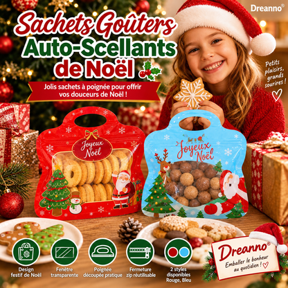 💖 DERNIER JOUR : -50 % ! 🎁 Sachets cadeaux festifs à fermeture automatique – Motifs Père Noël & bonhomme de neige | Refermables, alimentaires, faciles à remplir et fermer. Parfaits pour biscuits, chocolats et petits cadeaux 🎅⛄🎄