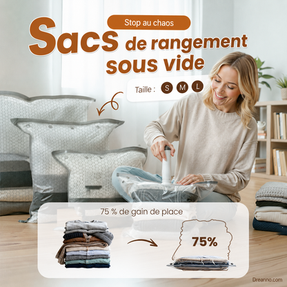 🧳 Sacs sous vide -50 % avec pompe – multi-tailles – 75 % d'économie pour vêtements et couettes – maison & nomade