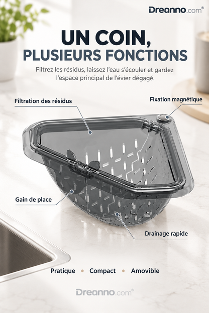 🔥Égouttoir triangulaire à fixation magnétique | Rangement pour restes et déchets de cuisine | Étagère de cuisine | Filtre égouttoir | Sans perçage 🧽