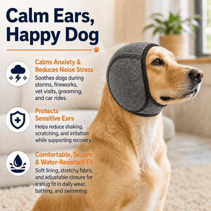 🐾 Bandeau cache-oreilles apaisant et imperméable pour chien – feux d’artifice et toilettage | Offre Halloween −50 %