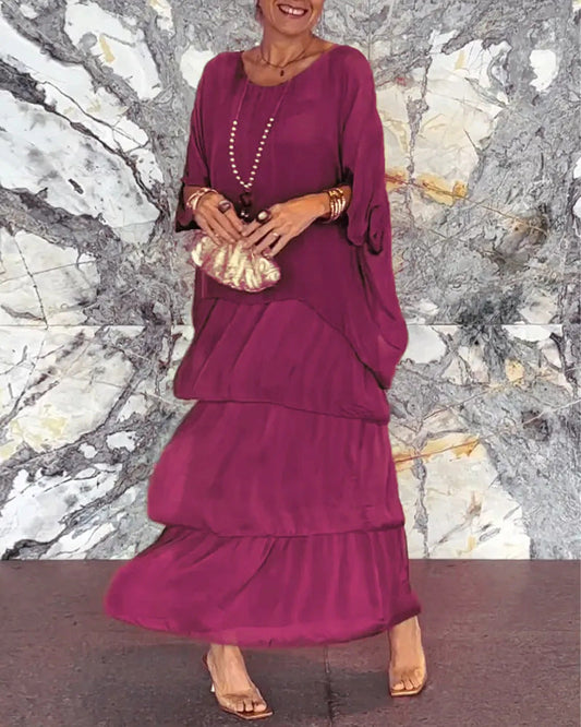 💎 -50% LIMITÉ ! 💎 Robe Maxi Artistique – Coupe Ample, Design Batwing & Élégance Fluide