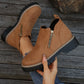 🎁Soldes -49 %⏳👢Bottines pour femmes à bout rond et fermeture éclair latérale