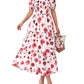 ⏰Soldes d'été : 70 % de réduction💃Robe à volants smockée à manches courtes et col carré, imprimé floral, pour femme