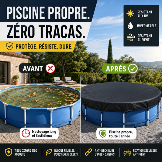 Bâche imperméable pour piscine hors sol en tissu Oxford 210D
