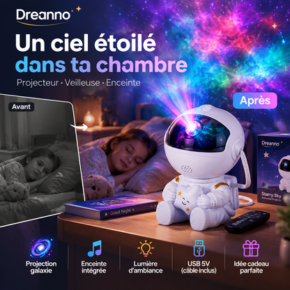 🌌 50 % de réduction ! Lampe nocturne « Starry Sky » avec robot musical | Cadeau pour enfants | Projection romantique | Objet décoratif d'ambiance pour chambre | Musique et lumières tout-en-un 🤖✨