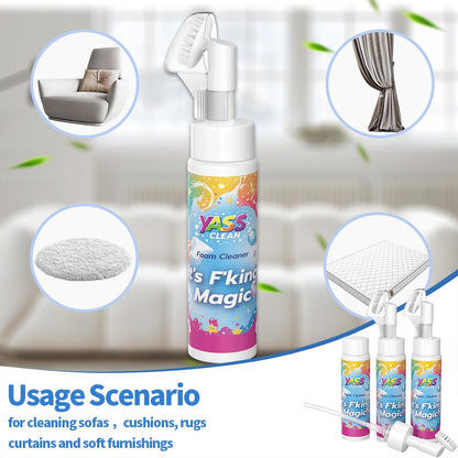 💖DERNIER JOUR : 2 achetés, 1 offert !!💖 Nettoyant moussant Yass Clean Magic pour tapis et tissus d'ameublement – Élimine les taches et les odeurs d'animaux de compagnie, avec brosse de nettoyage🧼🪄