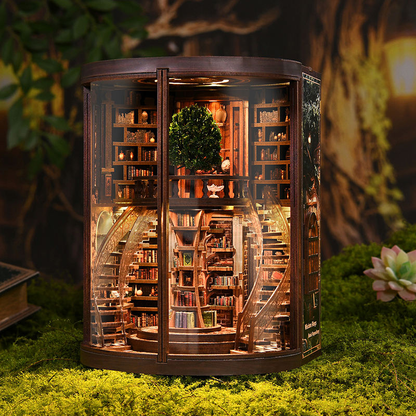 Kit de bibliothèque et maison de poupée miniature à monter soi-même avec petits puzzles en bois, idéal pour les loisirs créatifs et la décoration d'étagère