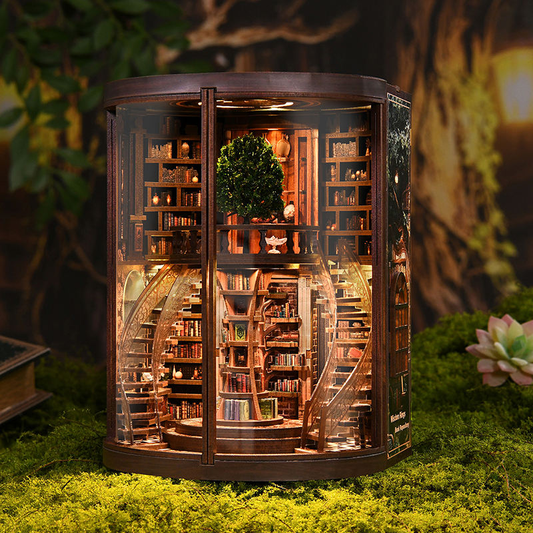 Kit de bibliothèque et maison de poupée miniature à monter soi-même avec petits puzzles en bois, idéal pour les loisirs créatifs et la décoration d'étagère