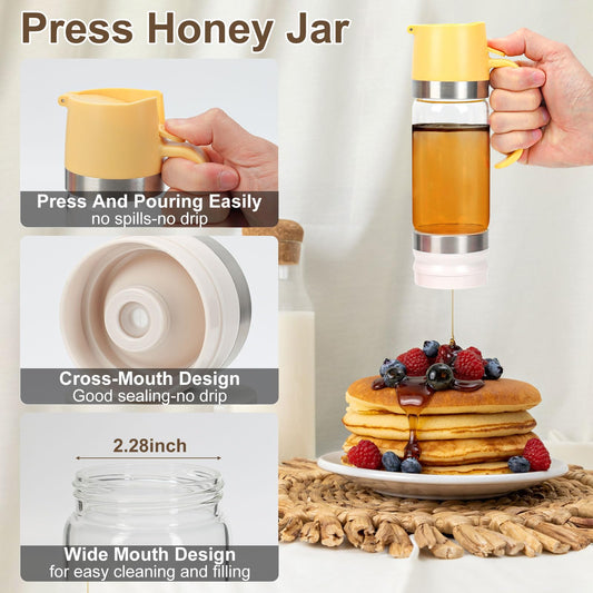 💥DERNIER JOUR DE SOLDES 60 % DE RÉDUCTION🍯✨Distributeur de miel et de sirop en verre anti-gouttes de 260 m
