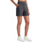 Bermuda de sport taille haute pour femme avec poches – Course à pied, yoga, tenue décontractée d'été（Livraison gratuite à partir de 2 articles