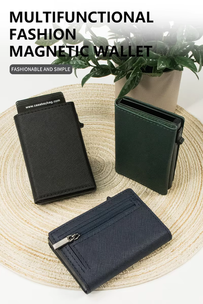 Portefeuille en cuir avec fermeture magnétique et blocage RFID Portefeuille pour homme avec fermeture magnétique