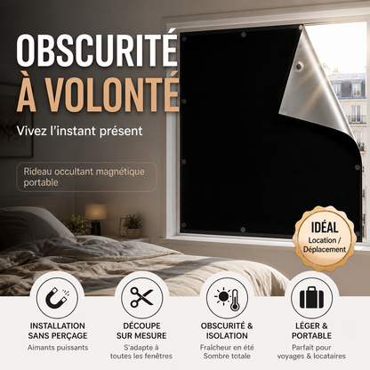 🥳 Promo 2026 – 50k+ vendus ! 🌙😴 -50 % Rideau occultant magnétique : obscurité totale, installation sans outil ni perçage, réutilisable et nomade. Beaux rêves ! 🛌✨