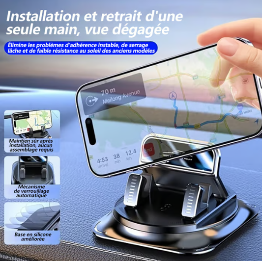 🚗 50% DE RÉDUCTION EN CE MOMENT ! ✨ Support de Téléphone pour Voiture – Orientable 360°, Verrouillage en 0,1 s & Antidérapant – N’Abîme Pas le Tableau de Bord – Idéal pour la Navigation 🛣️