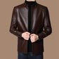 Veste Chaude en Cuir avec Doublure en Peluche pour Homme