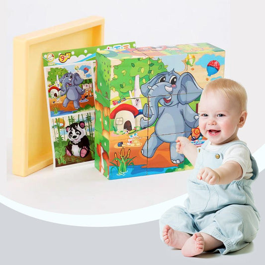 Kit de puzzle 3D en bois à six faces, 9 pièces