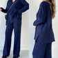 ✨Costume en tricot extensible confortable à col en V pour femme (haut + pantalon)
