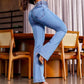 jean évasé taille haute en stretch