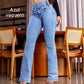 jean évasé taille haute en stretch
