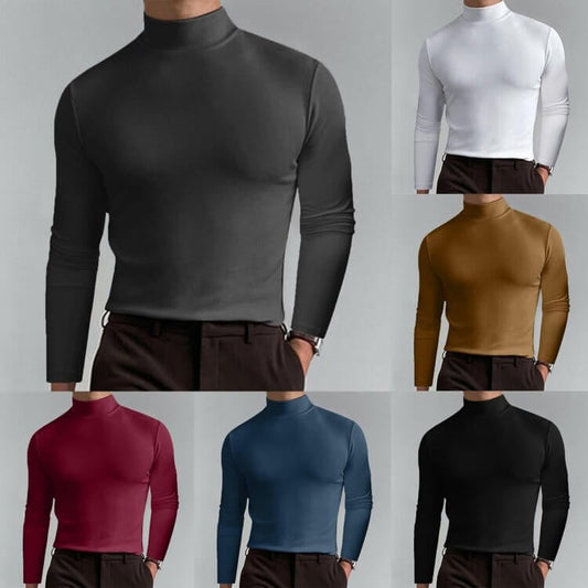 T-shirt à col montant et manches longues pour homme
