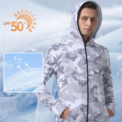 Outdoor Sun Protection Camouflage Hooded Long Sleeve Full-Zip Jacket (Veste à capuche à manches longues avec fermeture éclair)