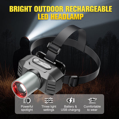 Lampe frontale LED rechargeable pour l'extérieu