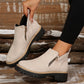🎁Soldes -49 %⏳👢Bottines pour femmes à bout rond et fermeture éclair latérale