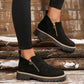 🎁Soldes -49 %⏳👢Bottines pour femmes à bout rond et fermeture éclair latérale