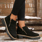 🎁Soldes -49 %⏳👢Bottines pour femmes à bout rond et fermeture éclair latérale