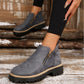 🎁Soldes -49 %⏳👢Bottines pour femmes à bout rond et fermeture éclair latérale