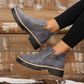 🎁Soldes -49 %⏳👢Bottines pour femmes à bout rond et fermeture éclair latérale