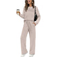 Ensemble haut ras du cou et pantalon à cordon pour femme