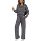 Ensemble haut ras du cou et pantalon à cordon pour femme