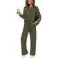 Ensemble haut ras du cou et pantalon à cordon pour femme