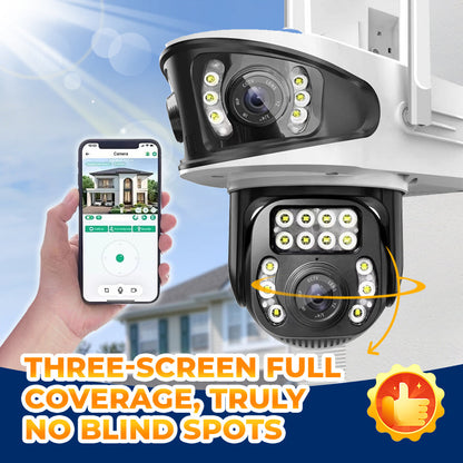 Caméra de sécurité WiFi 360° à triple lentille avec vision nocturne